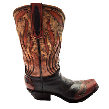 Western Express Flame Design Country Cowboy Boot Vase Resin Figurine picture
