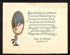 Raphine, VA Holiday / New Years Holiday Card c1930's-40's Embossed picture