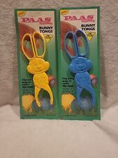 Vintage New Set of 2 PAAS Easter Bunny Tong Blue & Yellow Egg  Dippers picture