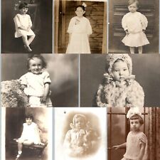 x8 LOT c1910s Cute Children RPPC Little Young Girl Kids Real Photo Postcard A176 picture