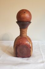 Vintage Leather Covered Glass Decanter Bottle Italy  picture
