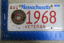 Massachusetts Veteran License Plate US Marine Corps Graphic Military Tag #1968 picture