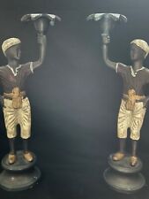 Two antique (Art Deco) bronze blackemoor candleholders, hand painted picture