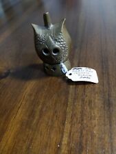 Vintage Petite Brass Owl Bird Figurine Incense Burner/Paperweight 3 in Tall picture