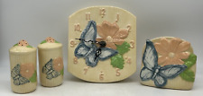 Butterfly Flower Clock, MCM, Napkin Holder, Salt & Pepper Shaker, Vintage picture