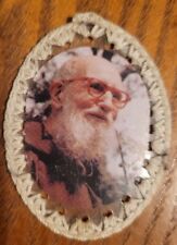 Vintage Worn Fr Solanus Casey Relic Badge w/ Piece of Clothing Worn by Him Badge picture