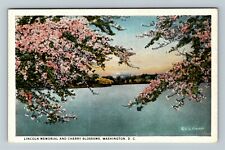 Washington DC-Washington DC, Lincoln Mem Through Cherry Blossom Vintage Postcard picture