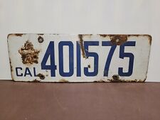 1919 California PORCELAIN  License Plate Tag Original picture