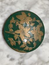 Vintage Green Enamel & Brass Vanity Powder Compact By Rex Fifth Avenue picture