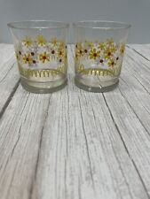 Vintage Libbey McDonald's Yellow White Daisy Flower Drinking Glasses (2) picture