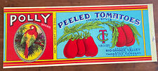 Polly Brand Tomatos Vintage Can Labels ORIGINAL LABEL 1920s Donna TX PARROT picture