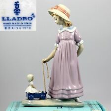 lladro Girl Pulling Wagon No. 5044 Collectible Figurine w/ Original Box 11