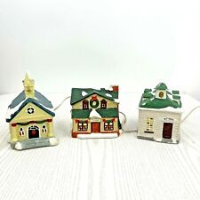 Christmas Village 3 House Lighted String Church Store School Train Town Building picture