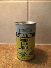 1970’s Graf’s Lemon Line Sugar Free Pull Tab Steel Soda Pop Can Milwaukee, WI picture