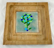 Vintage Mid Century Ernest Sohn Walnut Enamel Cheese Cracker Serving Tray Signed picture