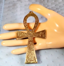 Egyptian Ankh (Key Of Life) With Inscribed Hieroglyphics Solid Brass 4”x 2 1/4” picture