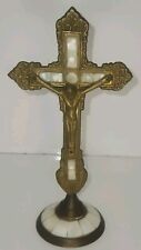 Vintage Brass and Mother of Pearl Crucifix (#152) picture