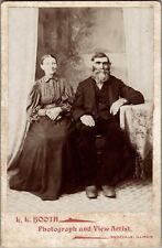 Antique Cabinet Card Photo Seated Older Couple Great Beard Knoxville, IL picture