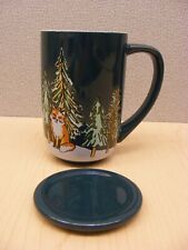 David's Tea Fox Forest Ceramic Nordic Mug Green w/Lid picture