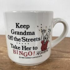 Vintage 1988 Funny Keep Grandma Off the Streets Bingo Humor Coffee Diner Mug picture