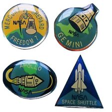 PIN LOT of 4 vtg NASA Apollo Mercury Gemini Space Shuttle FUJI FILM promotion picture
