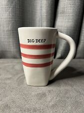 Pier One 1 Imports Coffee Cup Mug Dig Deep Pink Stripes Square Bottom Cream picture