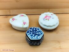 3 Porcelain/China (5cm)- Vintage Trinket/Pill/Jewellery Boxes-0or picture