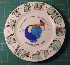 Vintage 1972 Republican EVERYONE FOR ELEPHANTS Plate 10 1/4 Inch Halco picture