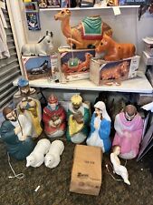 Vintage Empire Complete Nativity Set 12 Piece Christmas Lighted Blow Mold Boxes picture