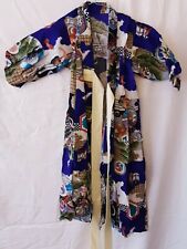 Child's Vintage Japanese Kimono robe Jacket all over print 1950s 1960s Small XS picture