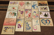 1900's-1910's VINTAGE EMBOSSED GLITTER JEWELED POSTCARD LOT 28 POSTCARDS picture