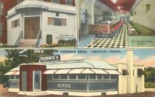 1940s Lebanon Pennsylvania Pushnik Bros Diner Roadside Restaurant Linen Postcard picture