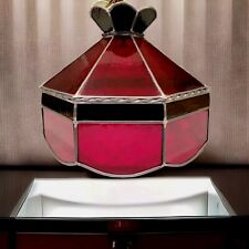 Mid-Century Stained Glass Ceiling Light/ Chandelier Red, Black Swag Lamp Light picture