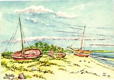 Vintage Postcard 4x6- Boats, Pova Beach, Aruba picture