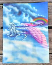 Vintage Pegasus Rainbow Mead 1985 Folder Winged Horse Child Fantasy Art  Unused picture