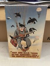 Vtg Postcard Linen Cartoon Just One D—-M Thing Paratrooper Unused picture