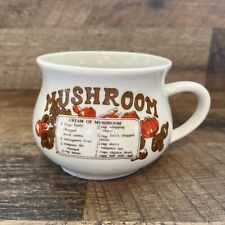 Vintage Cream Of Mushroom Soup Recipe Ceramic Mug Cup Bowl Fine Porcelain 1970’s picture