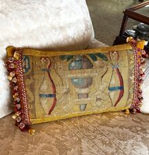 Opulent Antique Aubusson Tapestry Fragment Made as Fine Decorator Throw Pillow picture