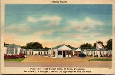 Linen Postcard Phillips Courts Motel 1221 Sunset Drive in El Reno, Oklahoma picture