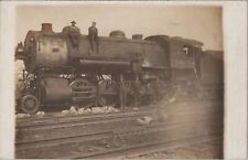 2803 Steam Train Engine, Workers on Engine Railroad RPPC Photo Postcard picture