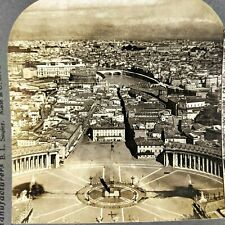 1906 Rome, Italy Birds Eye Stereoview Real Photo St Peters Basilica Vatican V2 picture
