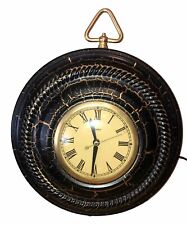 VINTAGE MCM United Rare Metal Black & Gold Wall Electric Clock Nice picture