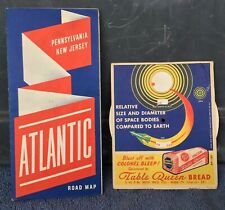 Vintage 1940s ATLANTIC REFINING PA & NJ ROAD MAP Oil/Gas•1958 SPACE TRAVEL GUIDE picture