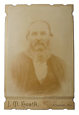 Atwood, IL, Man With A Beard Portrait, Antique, Vintage Cabinet Card Photograph picture