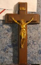Vintage Jesus Christ Wooden Last Rights Sick Call Catholic Wall Crucifix  picture