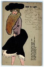 1907 Woman Fur Hold To Light Portland Oregon OR Posted Antique Postcard picture