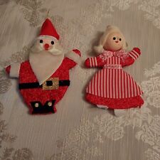 Vintage Handmade Set Of Mr And Mrs Claus Ornaments Made In Japan Retro BEAUTIFUL picture