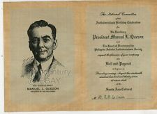Vintage Philippines 1937 Manila US Officer Invitation President Manual Quezon picture