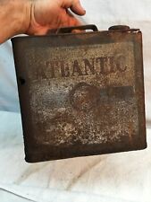 Vintage Atlantic Oil 1 Gallon Oil Garage Service Can Early 1920s Rusty Gold  picture