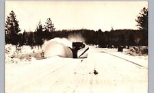SNOW PLOW frankfort mi real photo postcard rppc historic michigan winter roads picture